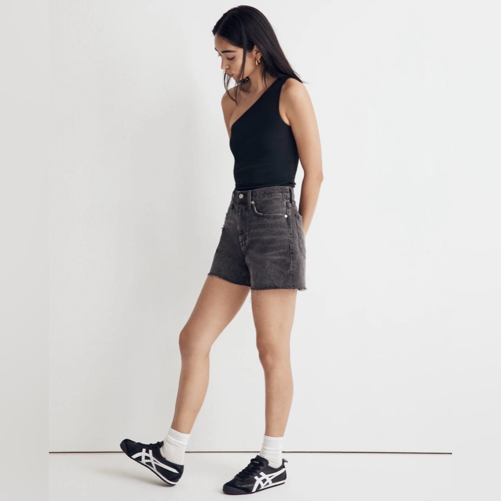 Madewell Relaxed Mid-Length Denim Shorts - Washed Black